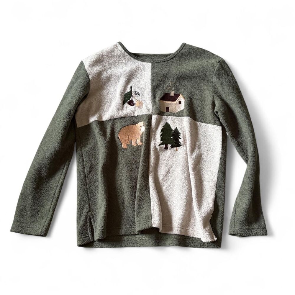 Christopher-banks Women's Green and Cream Jumper